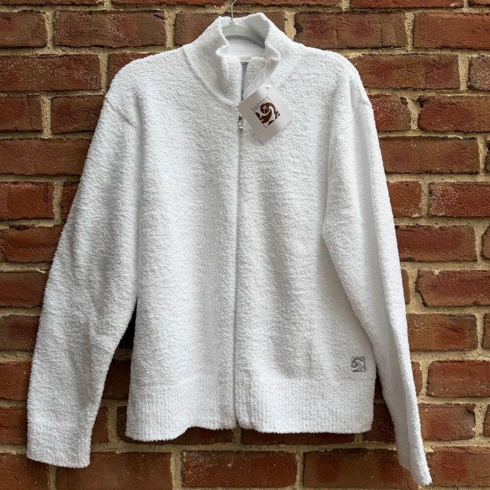 Kashwere Women's Microfiber Fleece sport Full Zip White Jacket XL NWT - Picture 2 of 10